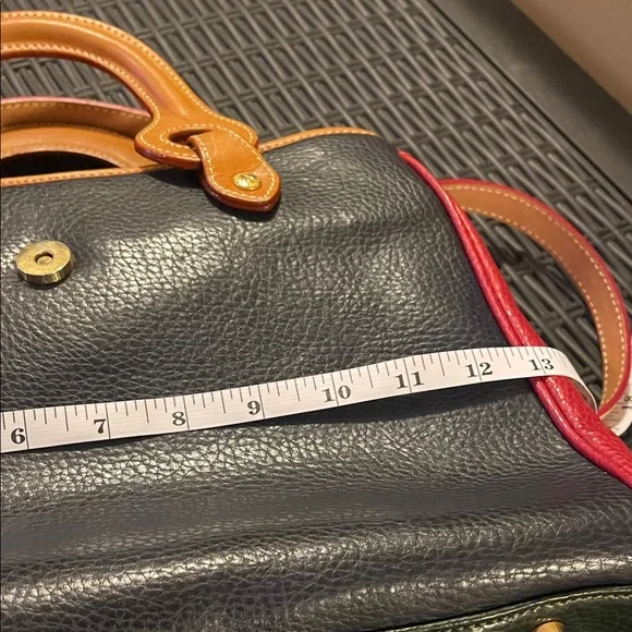 Chic Blue and Tan Satchel with Red Accents - Picture 6 of 8